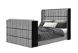 Isabella Grey Bed with LED, TV Lift, Speaker and Fireplace