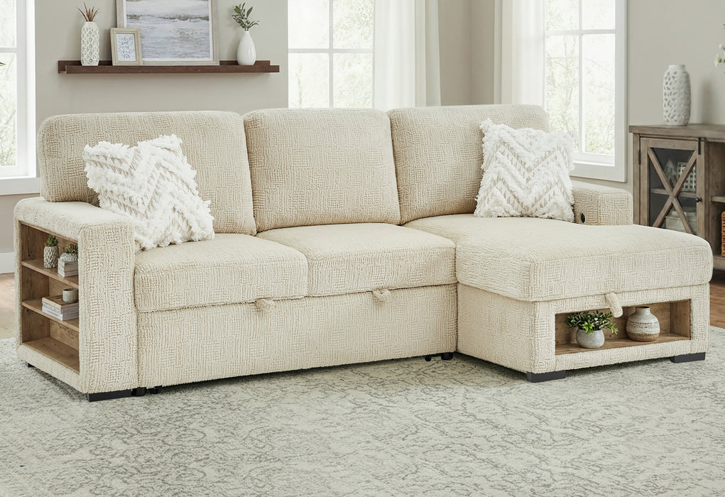 U0222 IVORY PULL OUT SOFA BED WITH SPEAKER AND 2 PILLOWS