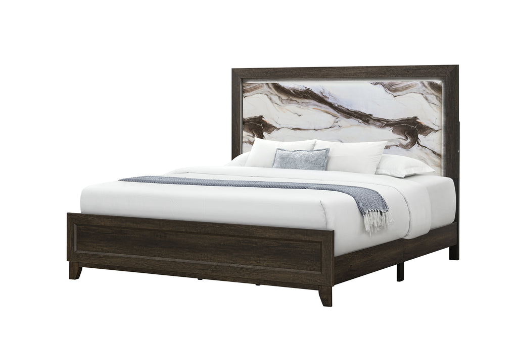 HARMONY BROWN KING BED WITH LED
