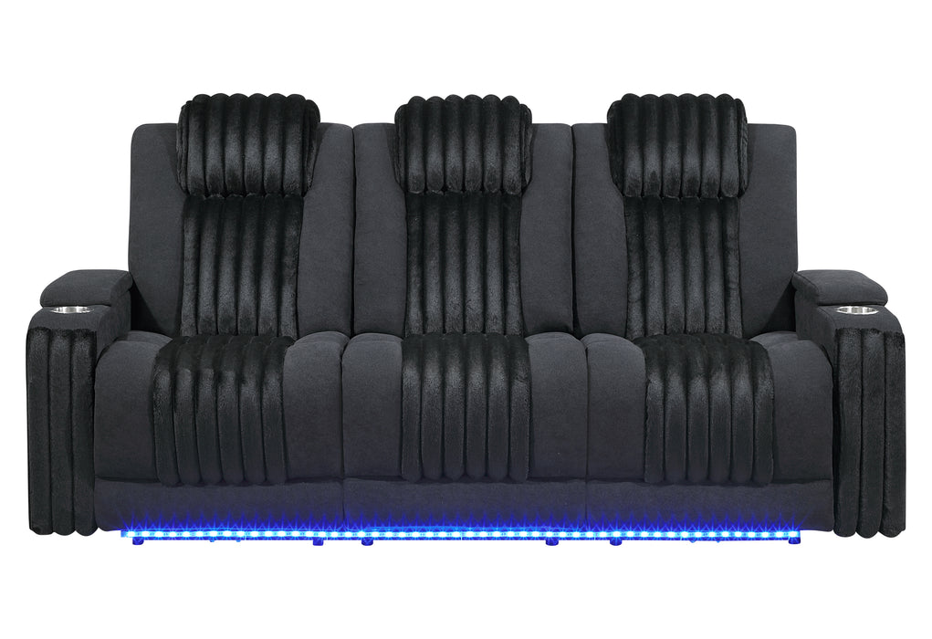 U8000 BLACK PWR REC SOFA W/PHR, DDT, READING LIGHT & LED LIGHT