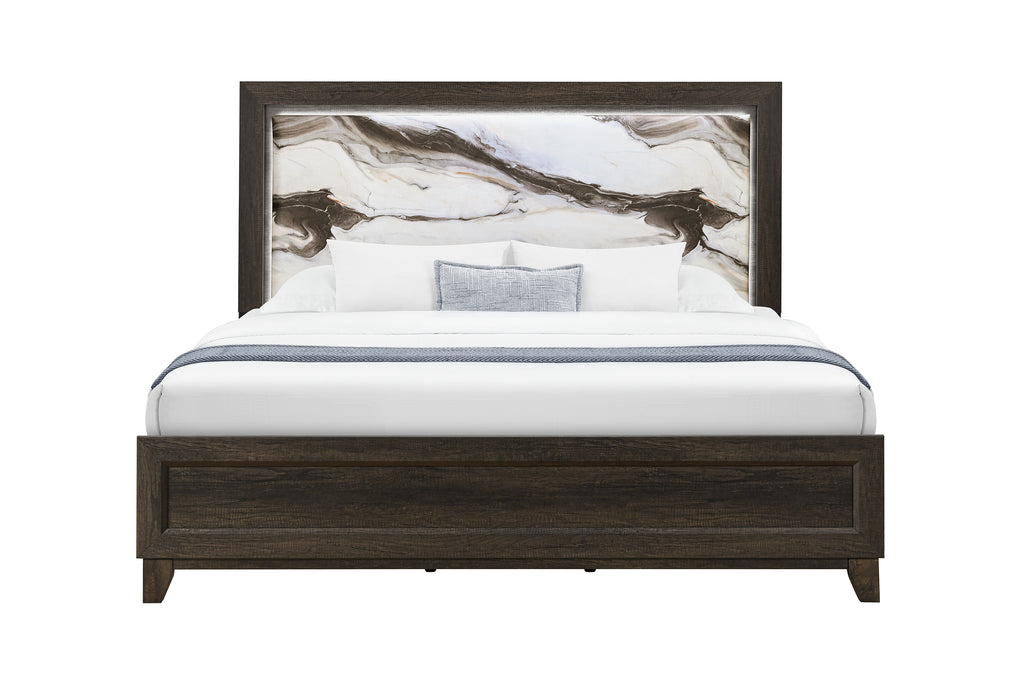 HARMONY BROWN KING BED WITH LED