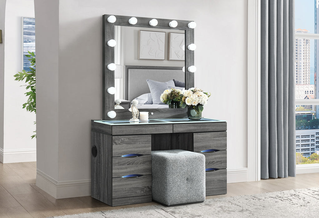 LEXI GREY VANITY SET WITH STOOL