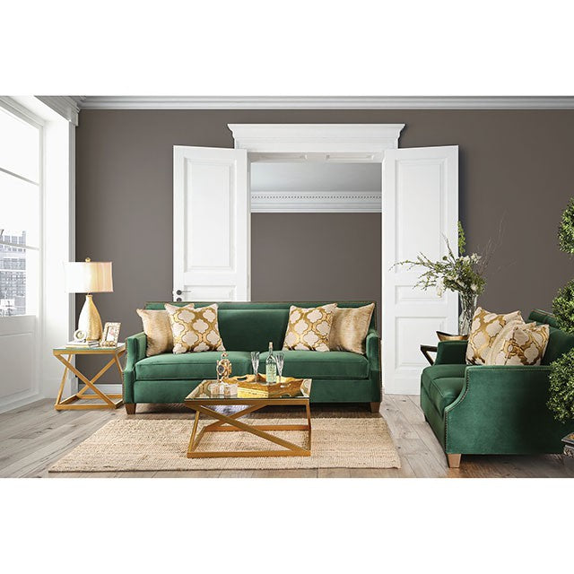 VERDANTE Emerald Green/Gold Sofa